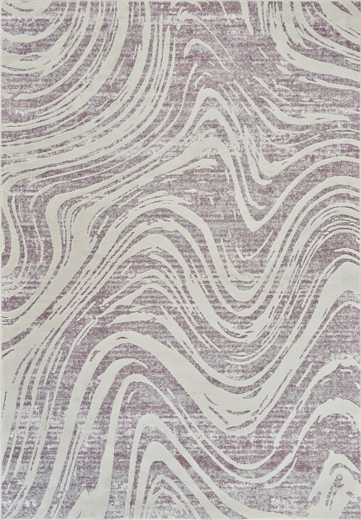 Alfombra de interior moderna abstracta Kaze de color morado y beige
