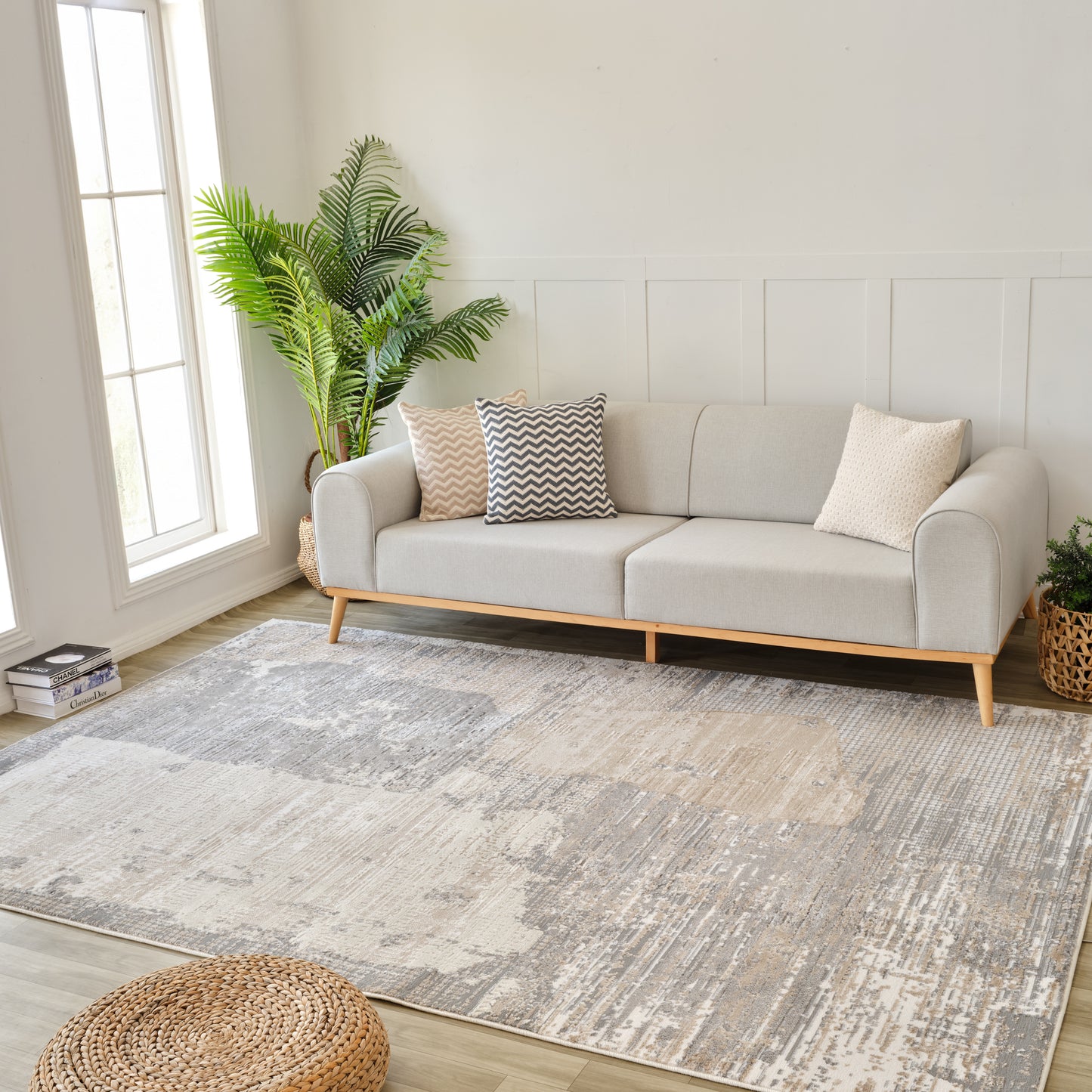 Tapis crème moderne abstrait Nomad