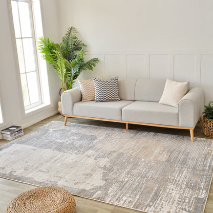 Tapis crème moderne abstrait Nomad