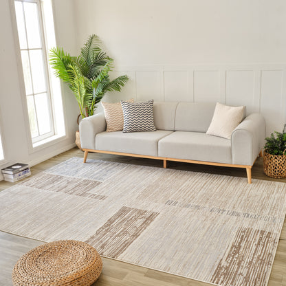 Tapis beige moderne abstrait Nomad