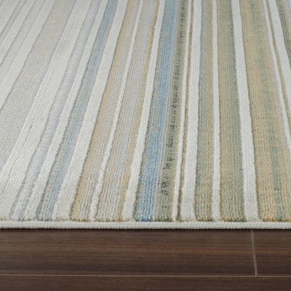 Tapis beige moderne à rayures Nomad