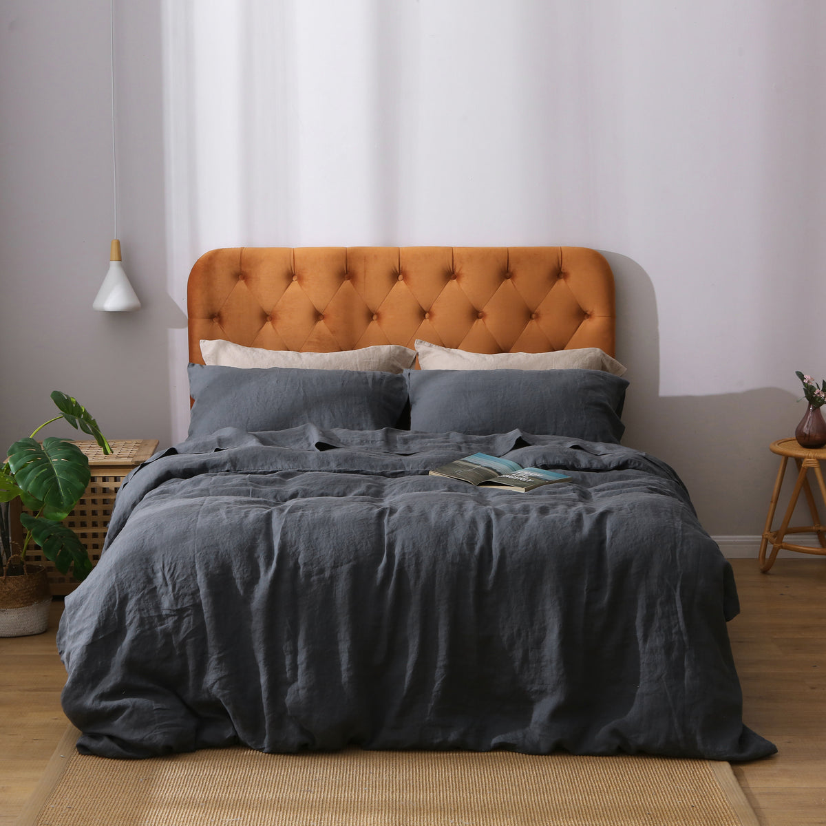 Rug Branch French Linen Charcoal Grey Duvet Cover Set