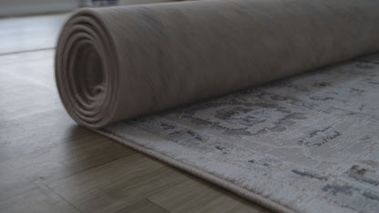 Tapis beige vieilli scandinave Atlas