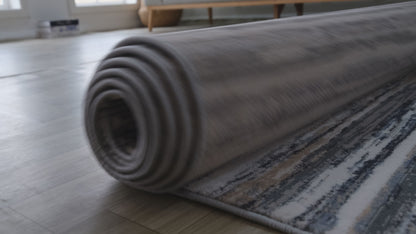 Tapis bleu abstrait lignes Atlas