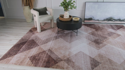 Tapis marron contemporain géométrique Emir