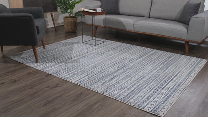 Tapis bleu contemporain Havana Boho