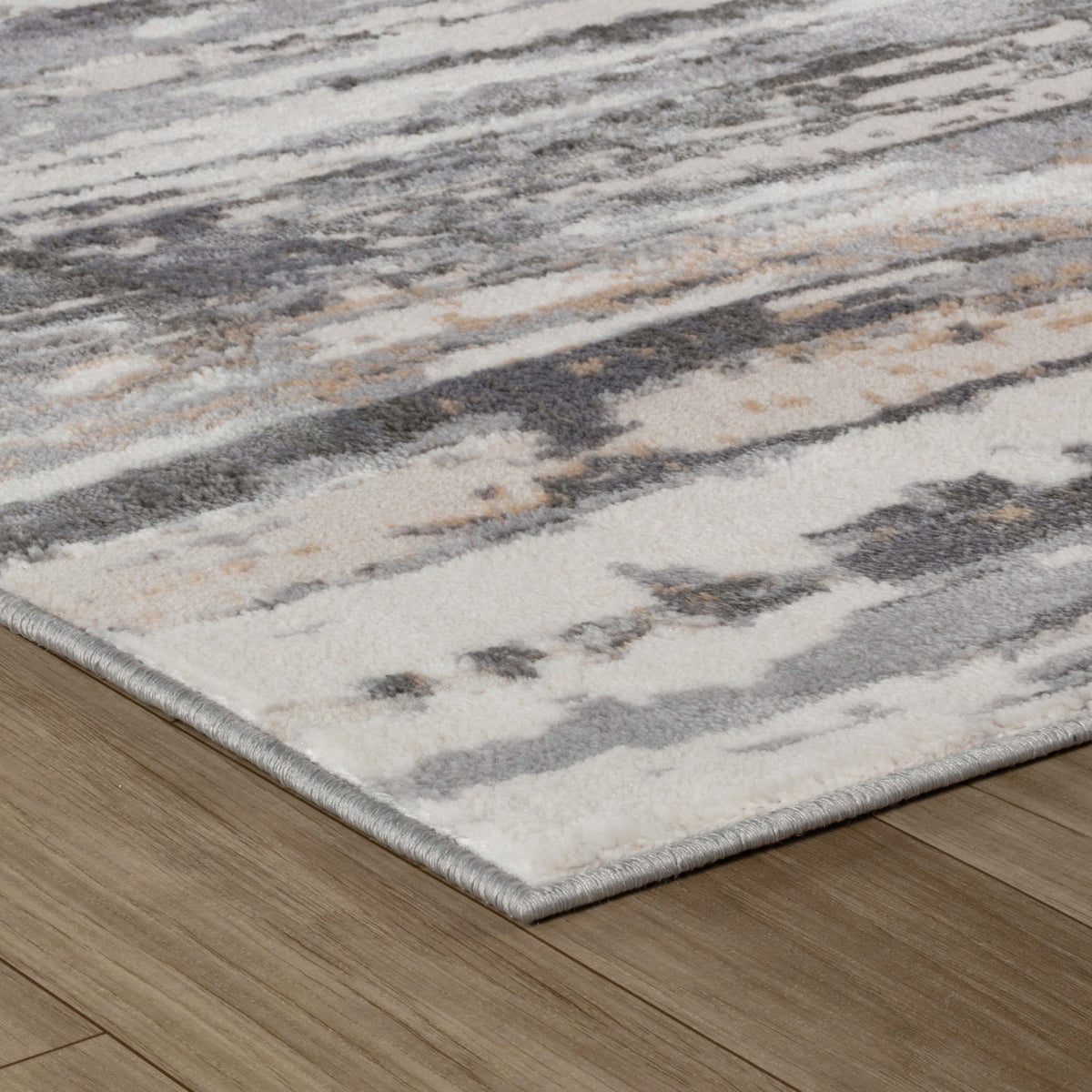 Esker Striped Contemporary Beige and Grey Indoor Rug
