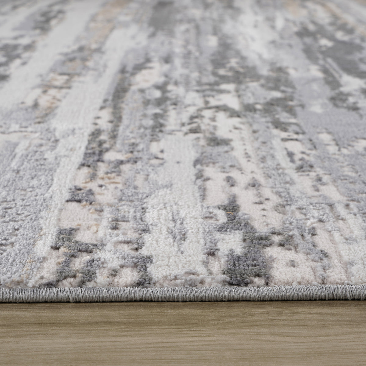Esker Striped Contemporary Beige and Grey Indoor Rug