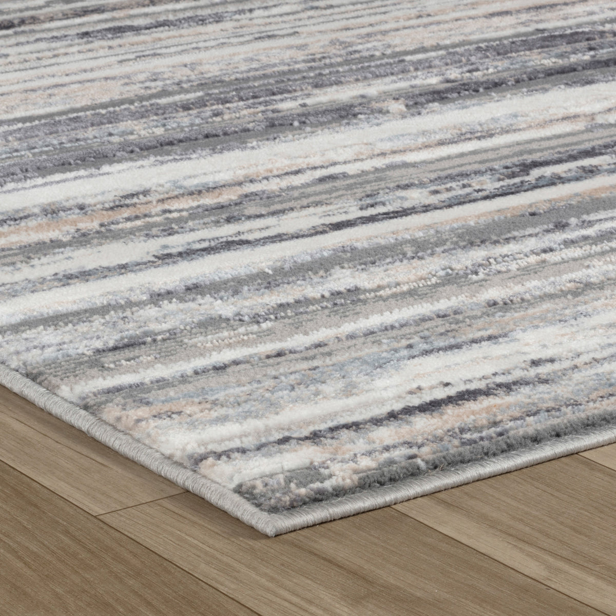 Esker Striped Contemporary Blue and Grey Indoor Rug