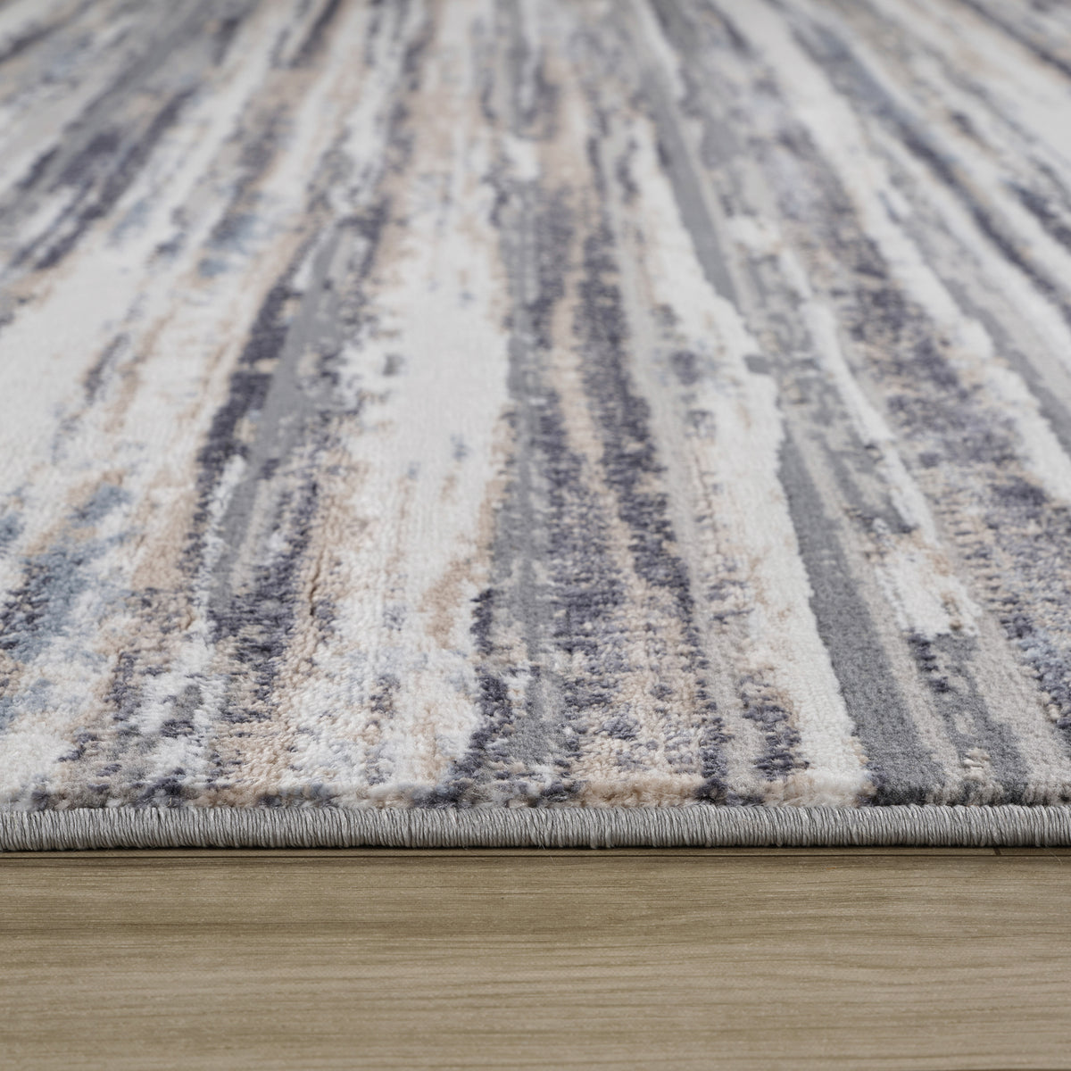 Esker Striped Contemporary Blue and Grey Indoor Rug