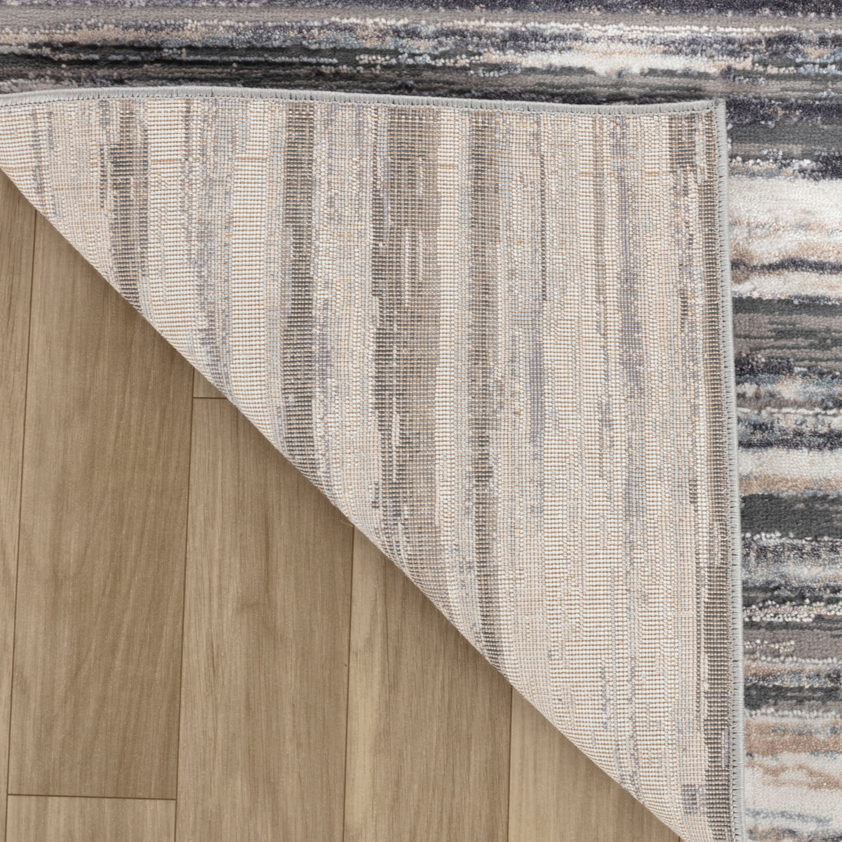 Esker Striped Contemporary Blue and Grey Indoor Rug