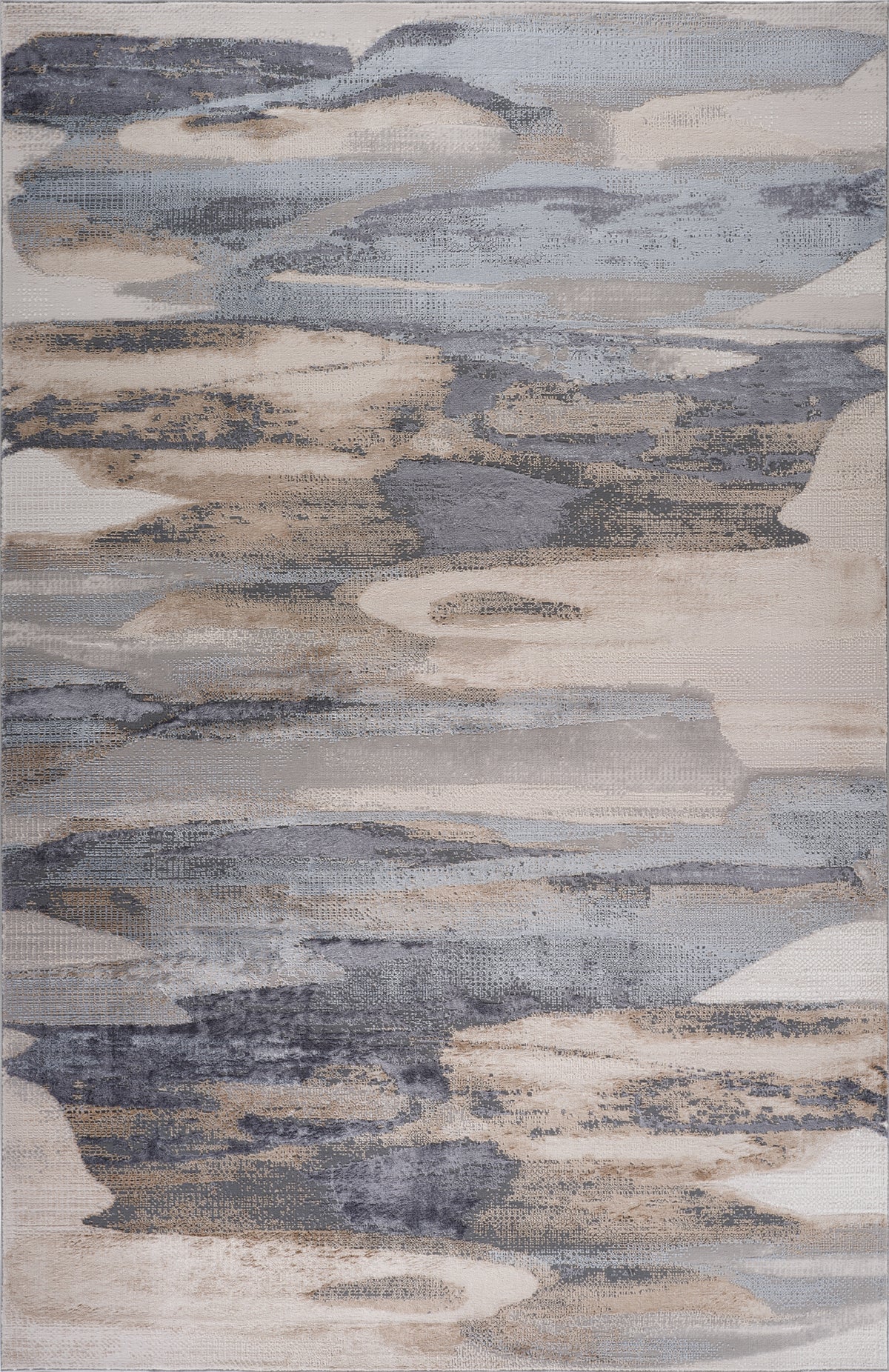 Tapis Aeris abstrait contemporain bleu et beige