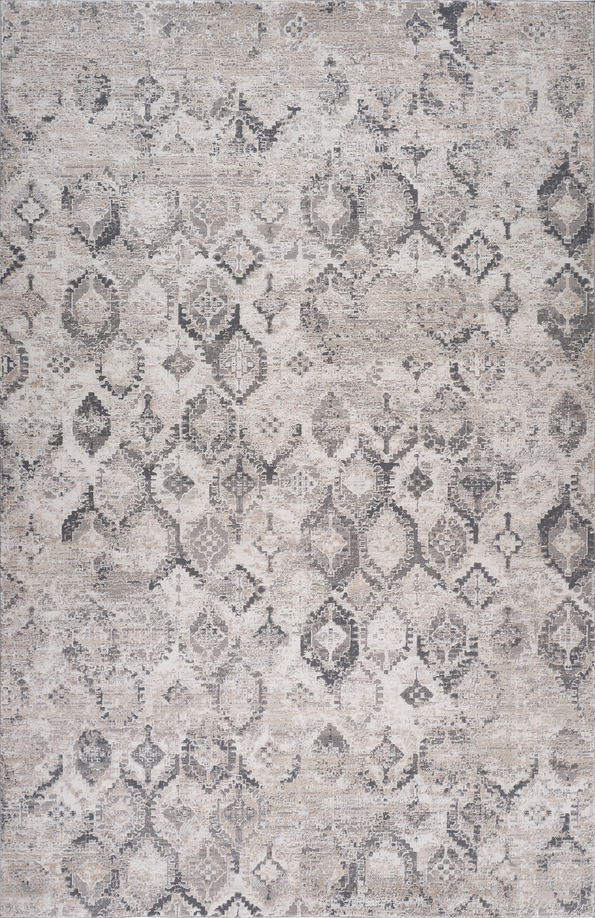 Alfombra de interior tradicional Widad medallón envejecido, beige y gris