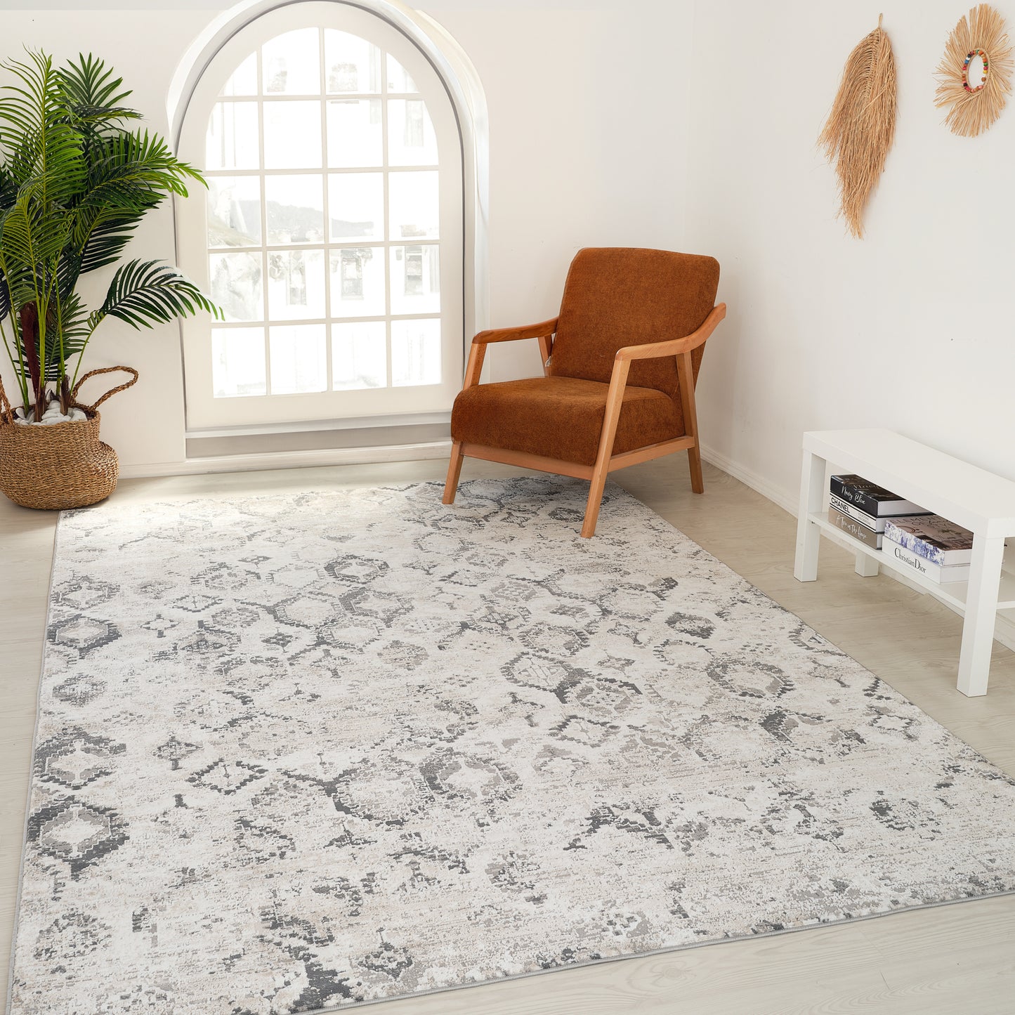 Tapis beige moderne fractal Atlas