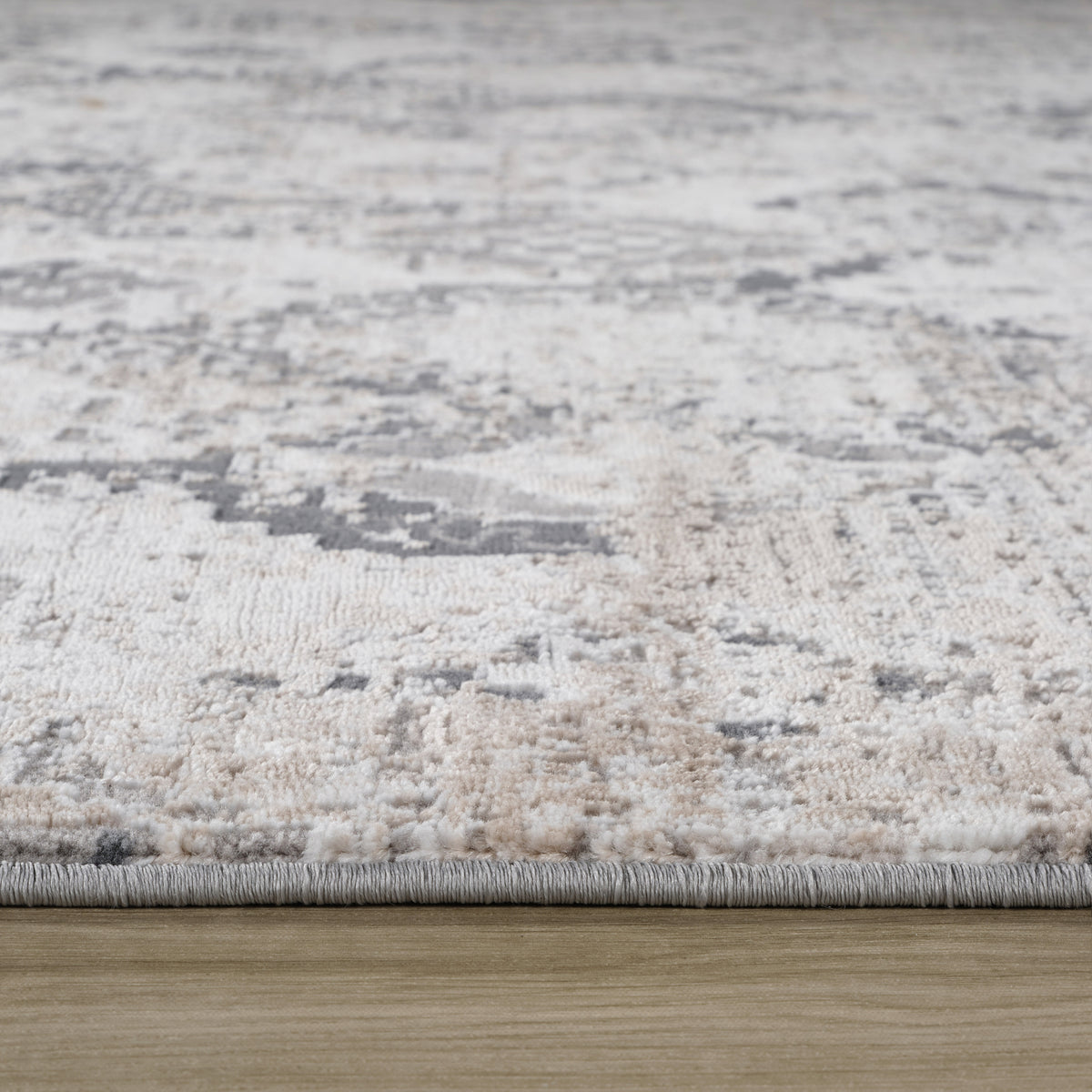 Widad Distressed Medallion Traditional Beige and Grey Indoor Rug