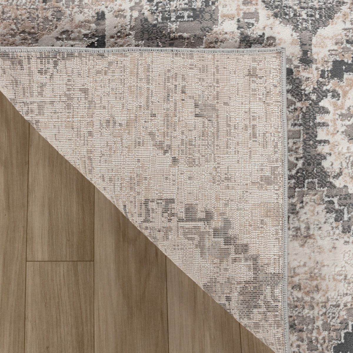 Widad Distressed Medallion Traditional Beige and Grey Indoor Rug