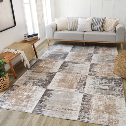Tapis marron moderne abstrait Cadence