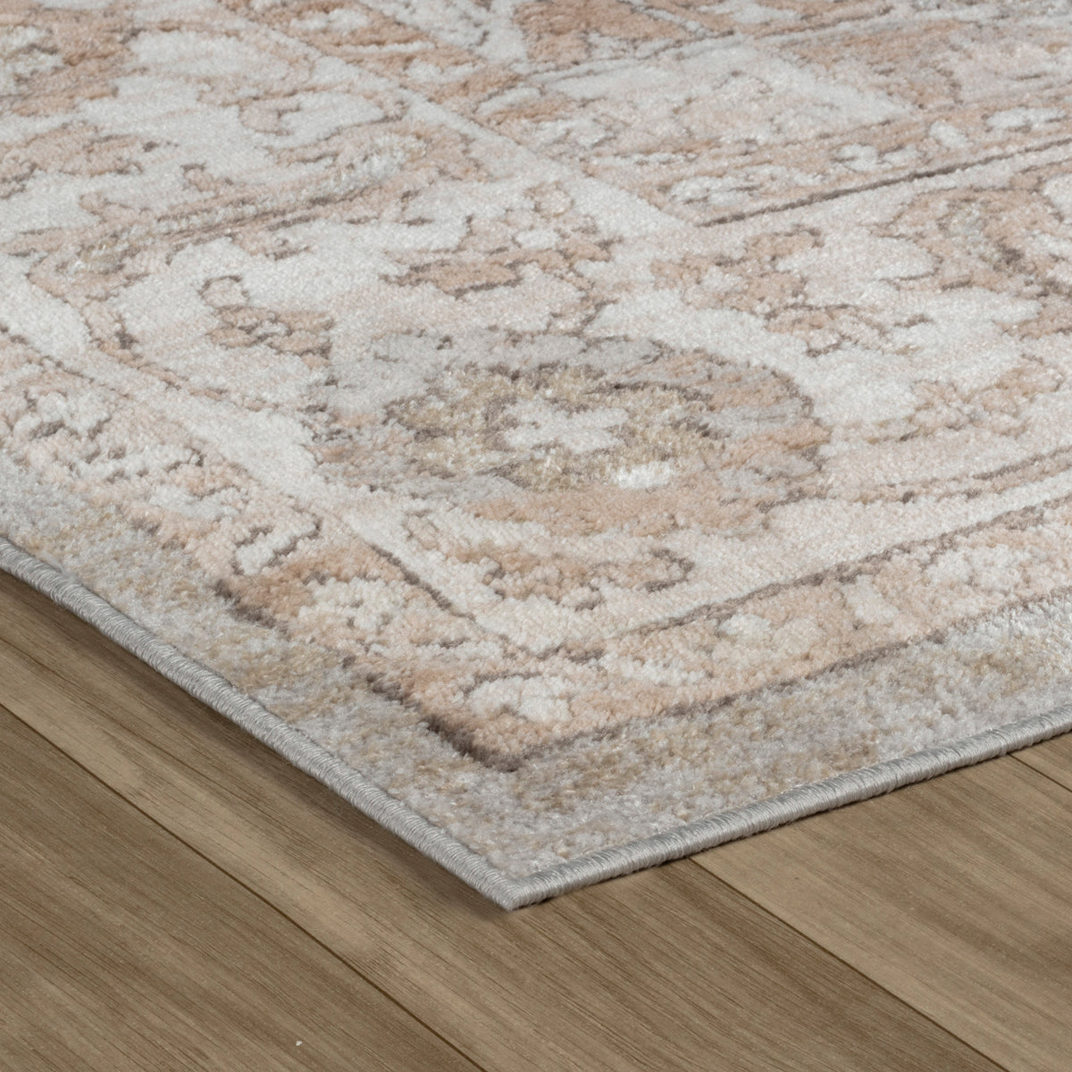 Ruba Floral Medallion Traditional Beige and Grey Indoor Rug