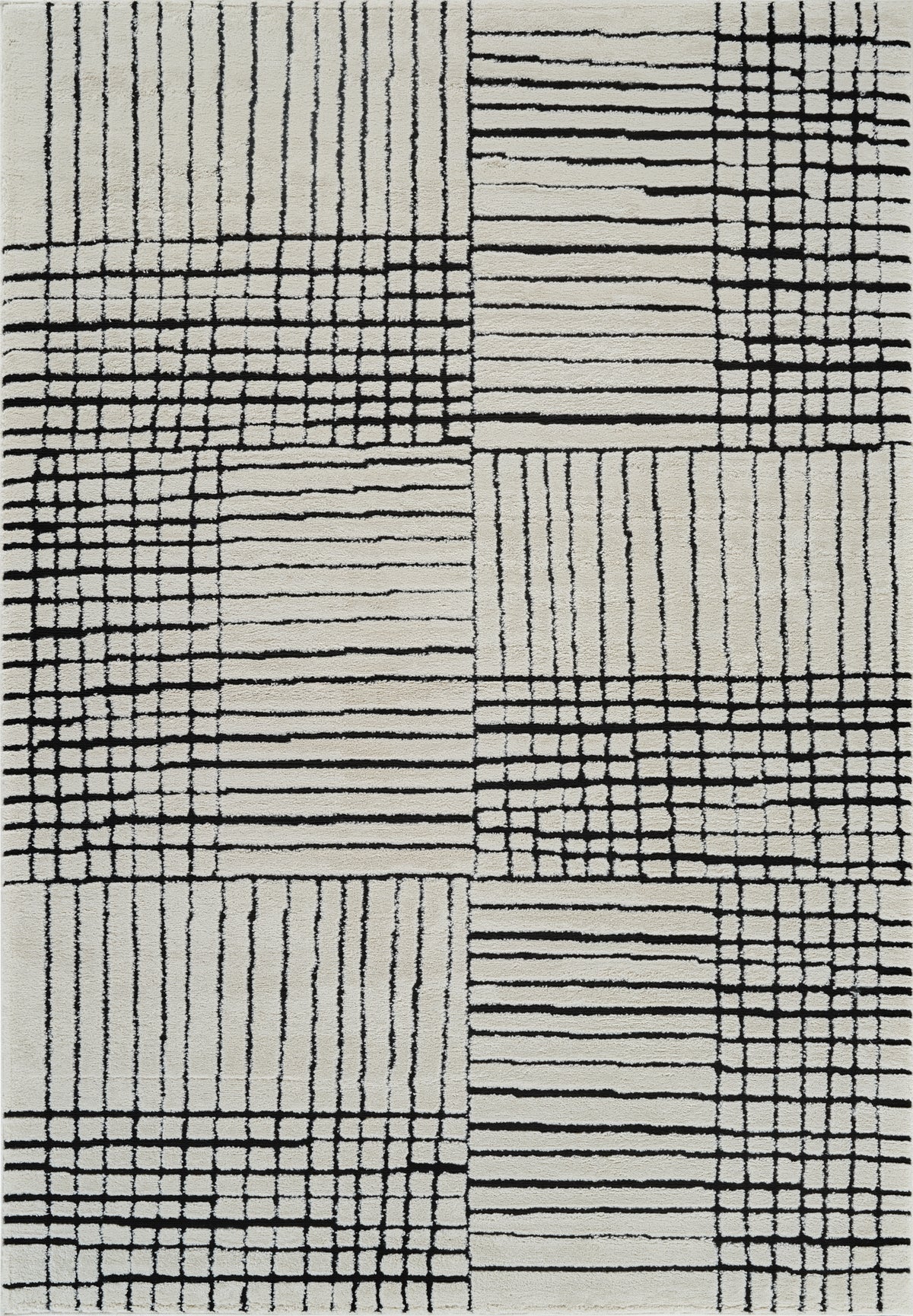 Tapis Edda abstrait moderne crème et noir