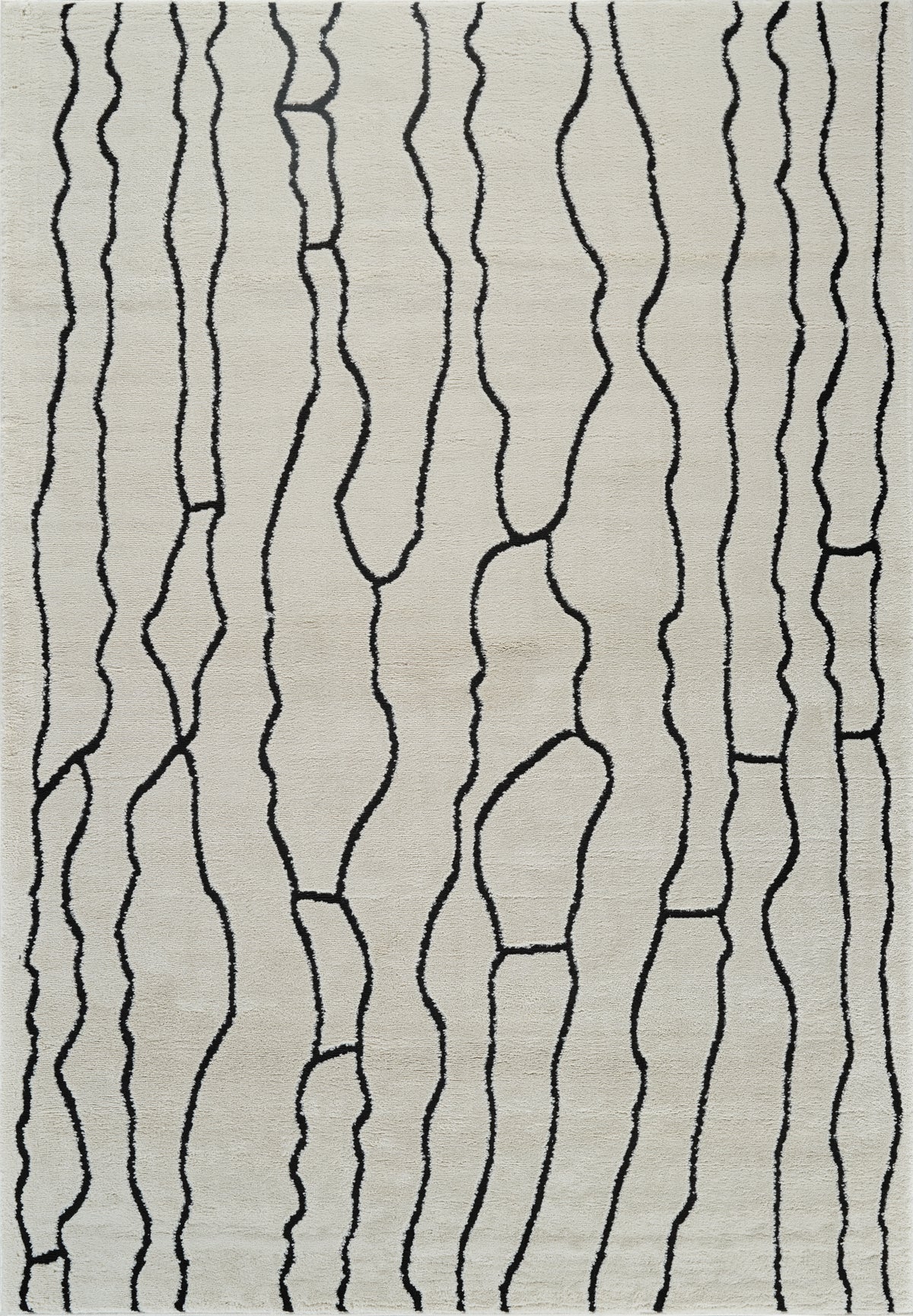 Aida Abstract Modern Cream and Black Indoor Rug