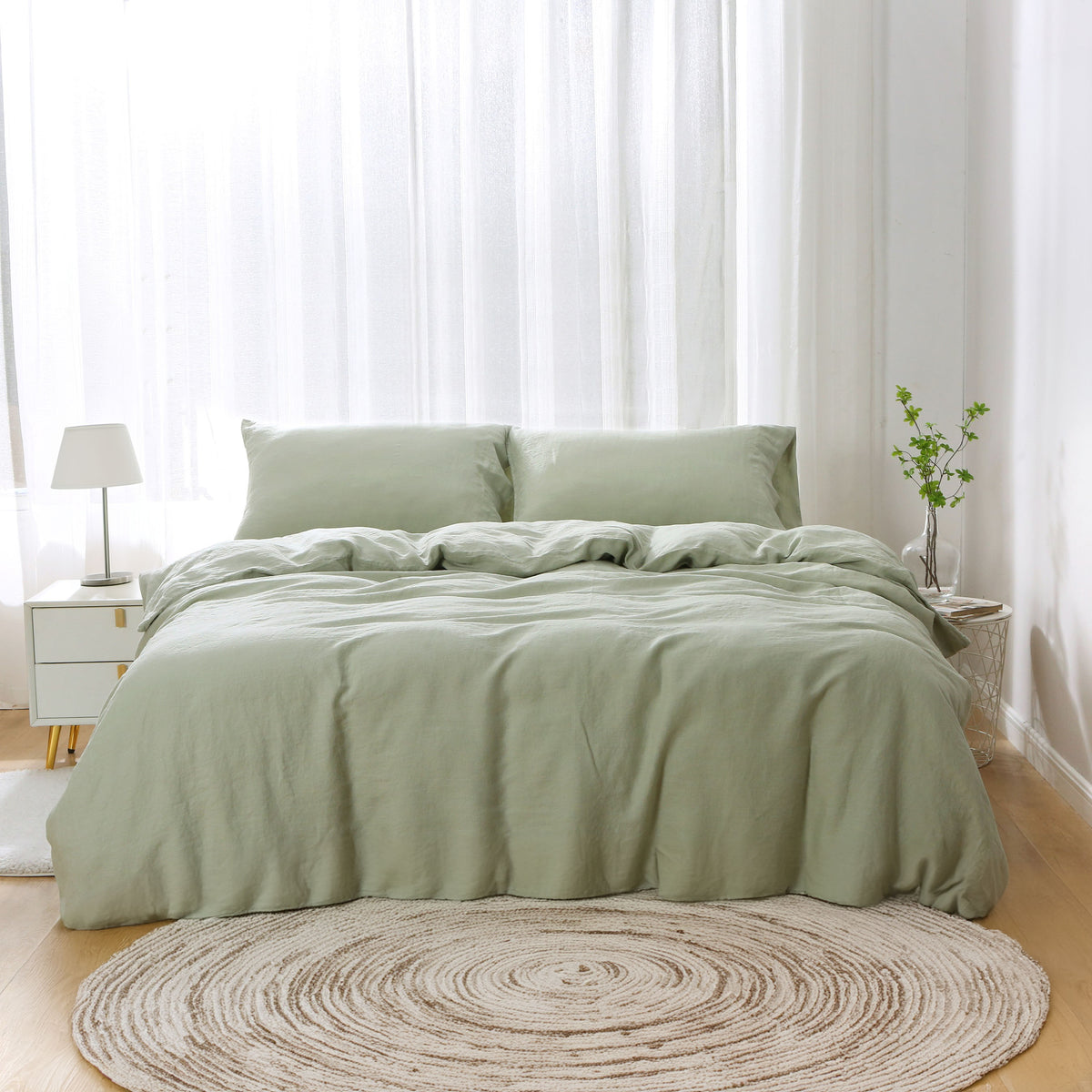 Fable French Linen Grass Green Duvet Cover Set