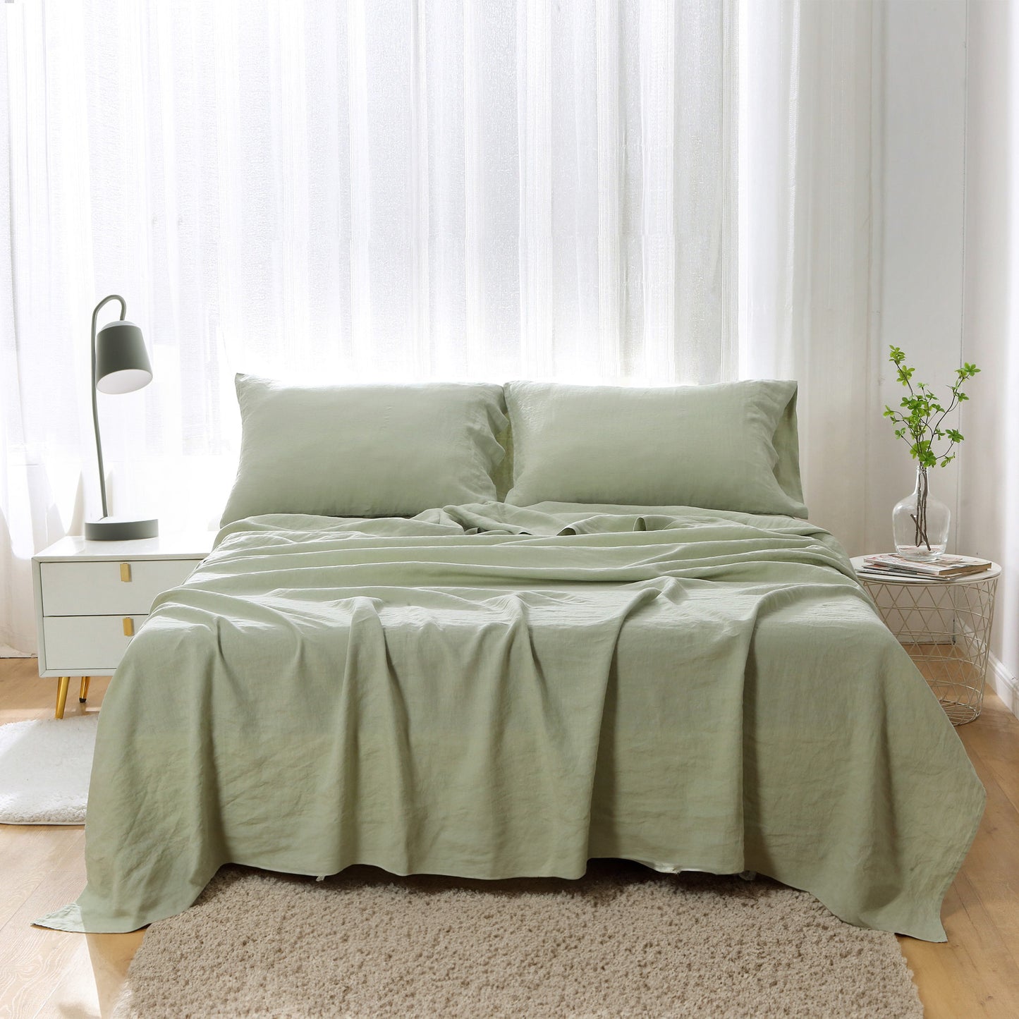 Rug Branch French Linen Grass Green Sheet Set