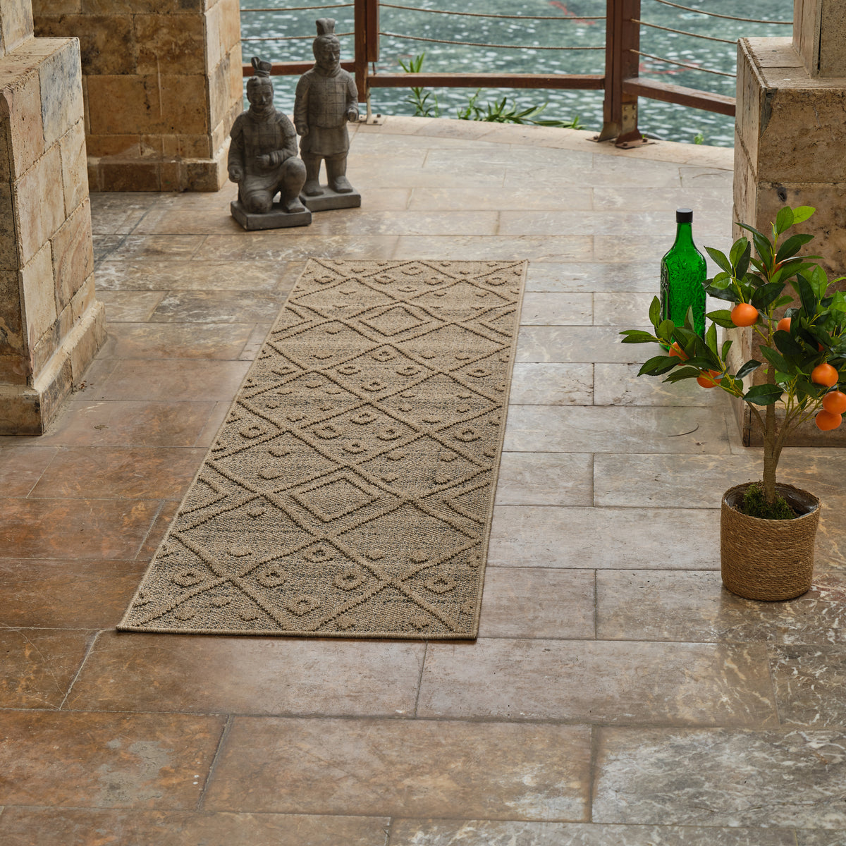 Mori Boho Contemporary Brown and Beige Indoor Rug