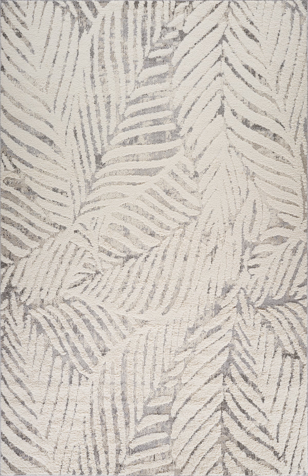 Alfombra de interior Neerja botánica contemporánea en crema y gris