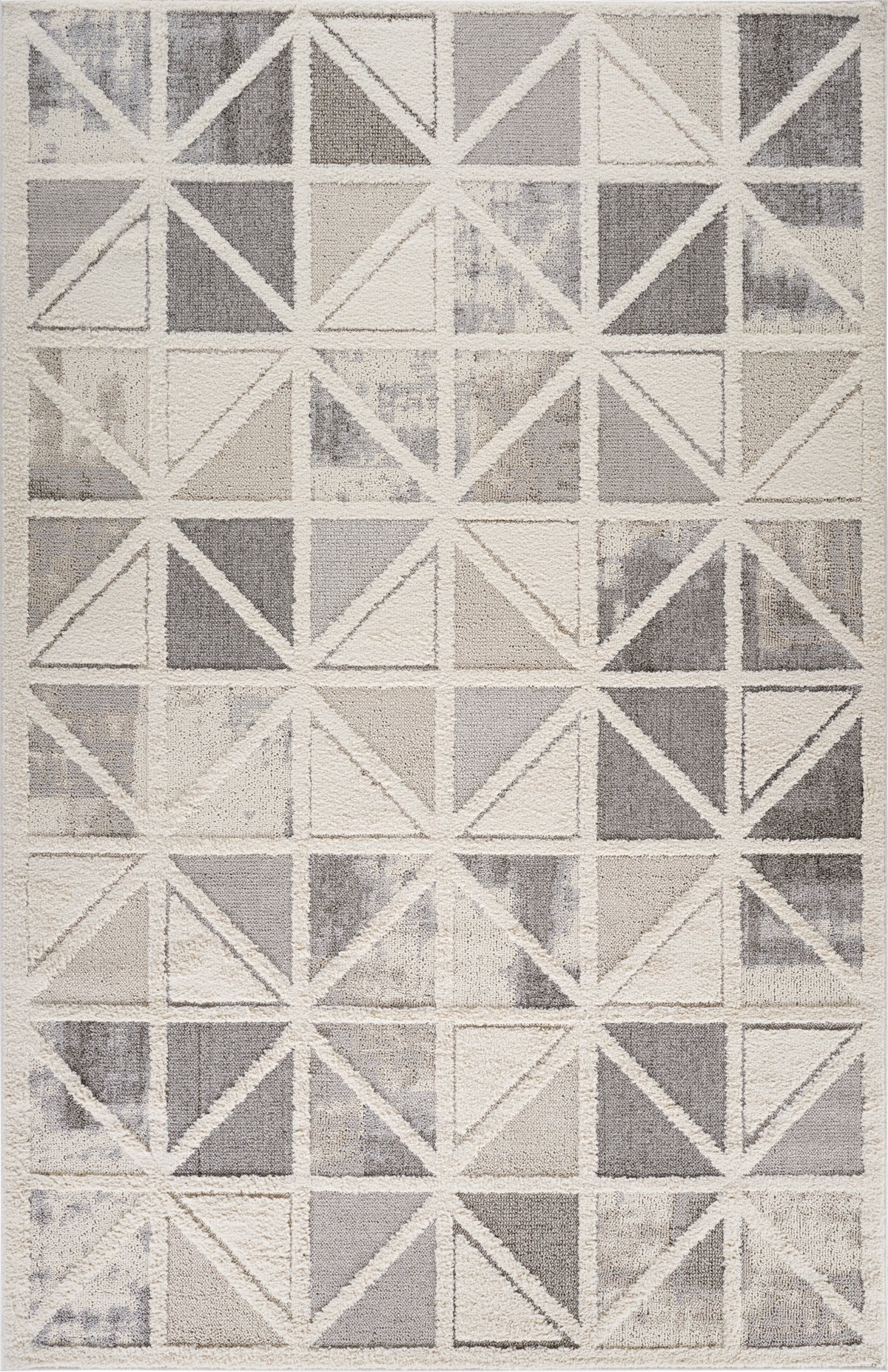 Alfombra de interior contemporánea geométrica Arya en crema y gris