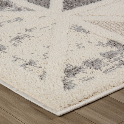 Tapis crème moderne géométrique Nimbus