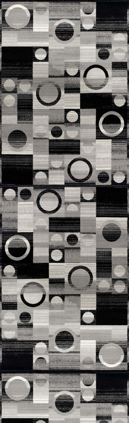 Montage Geometric Checkered Black Rug