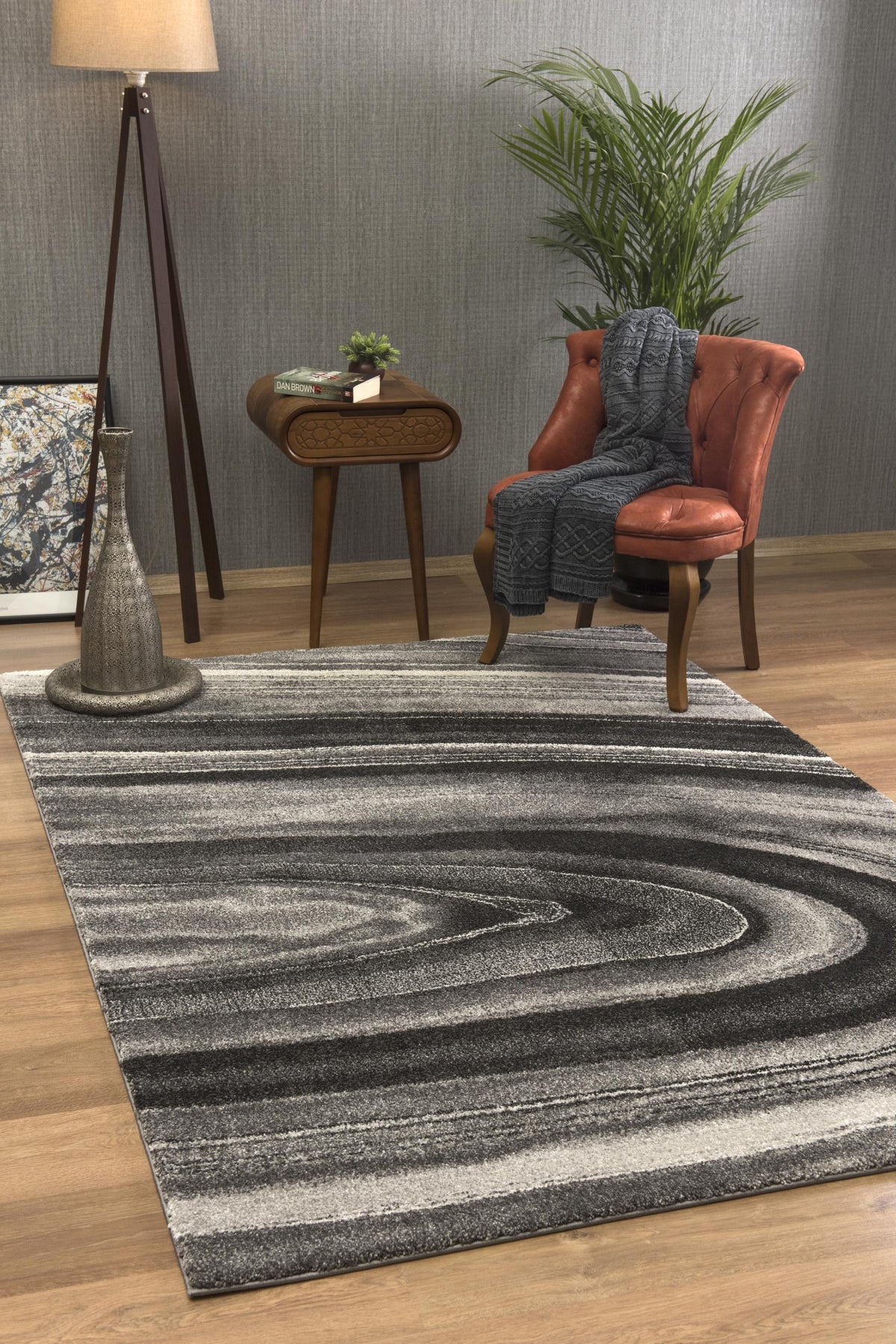 Darius Abstract Contemporary Grey and Black Indoor Rug