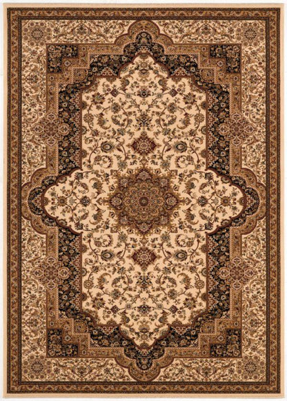 Tapis crème traditionnel persan majestueux