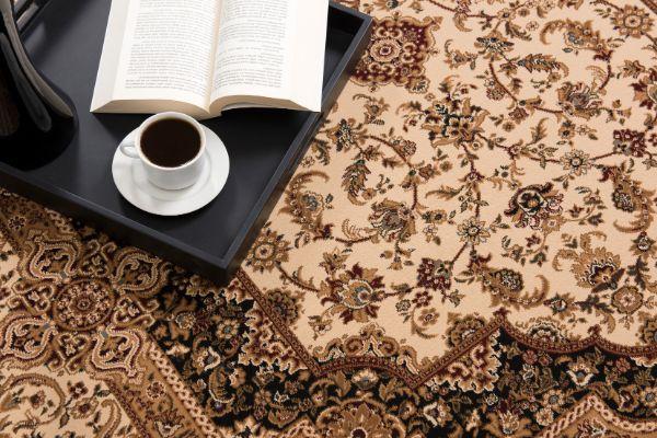 Majestic Collection Traditional Oriental Area Rug Cream - Black