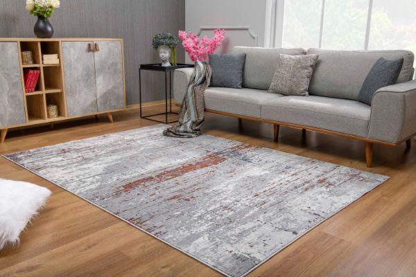 Cairn Abstract Distressed Comtemporary Grey and Red Indoor Rug