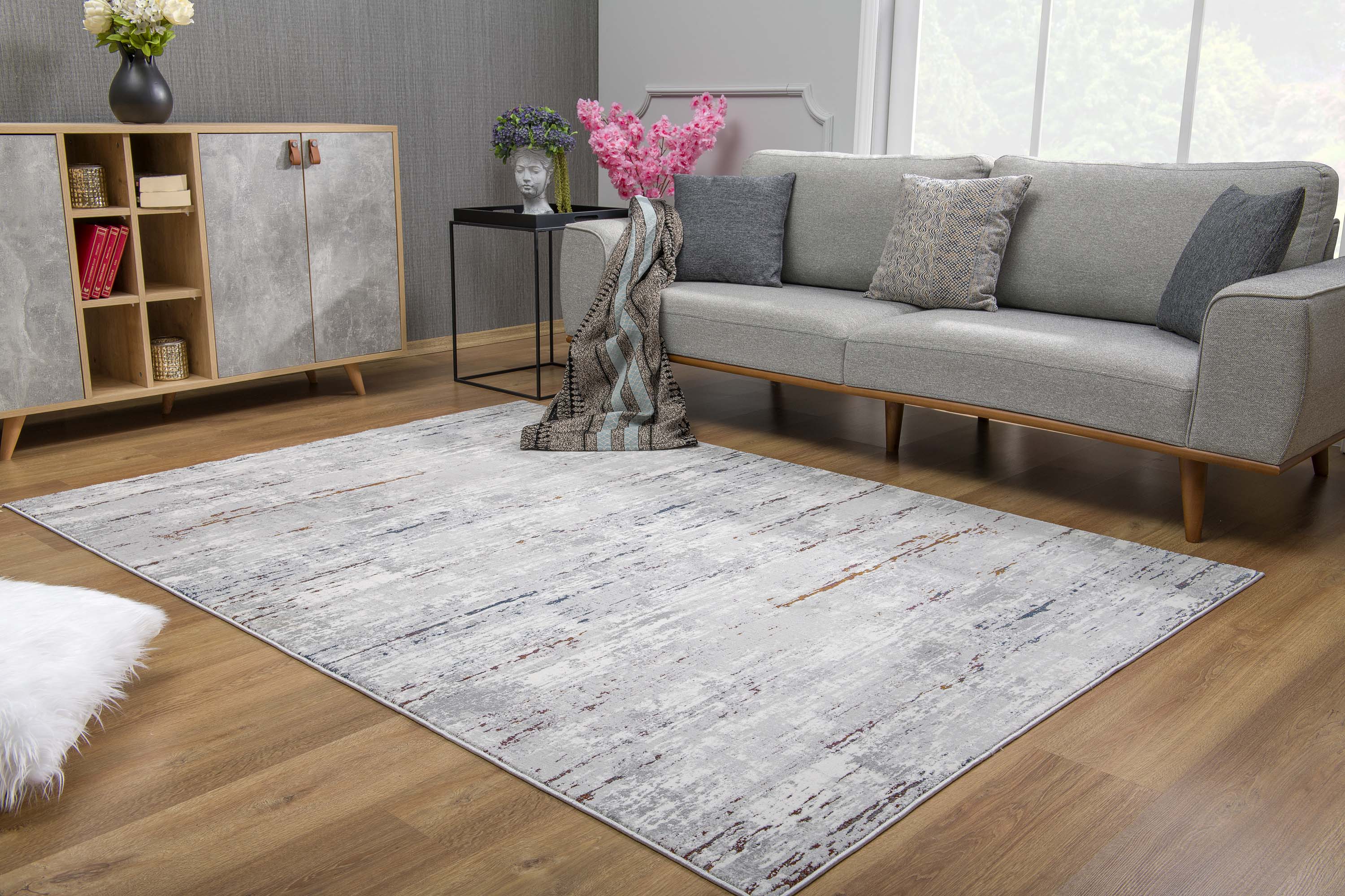Sardini Collection Modern Abstract Area Rug, Grey