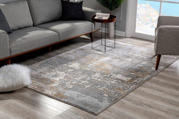 Vireo Abstract Distressed Comtemporary Grey and Brown Indoor Rug