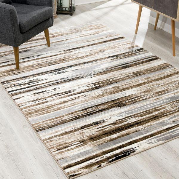 Montage Collection Modern Abstract Runner Area Rug And Runner, Beige