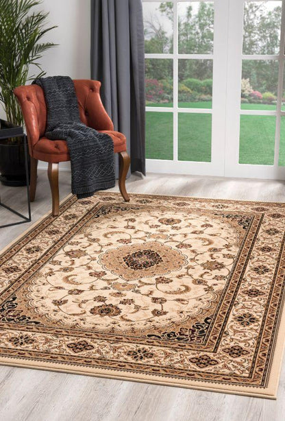 Tapis persan beige majestueux