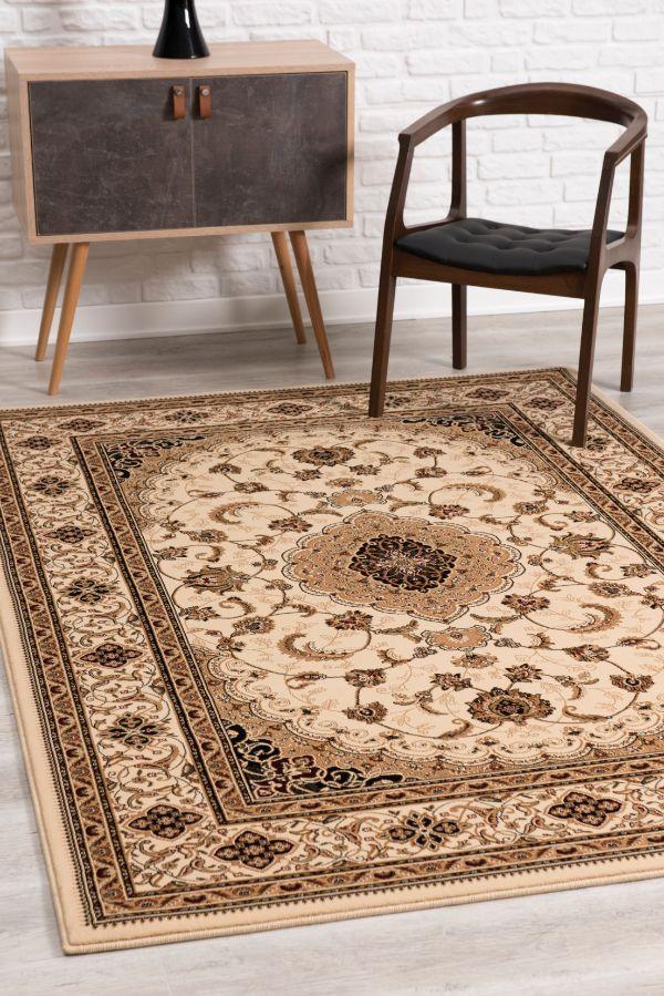 Tapis persan beige majestueux