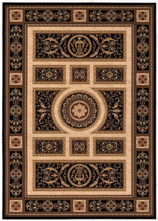 Tapis Noir Marocain Majestueux