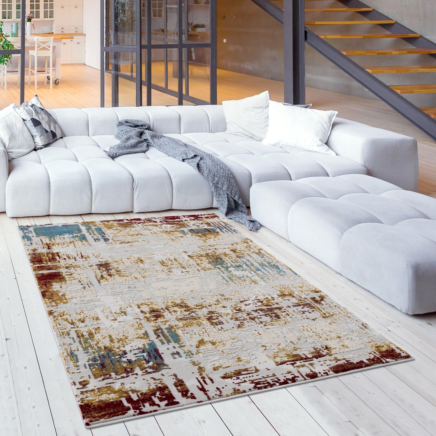 Tapis beige contemporain abstrait Vogue