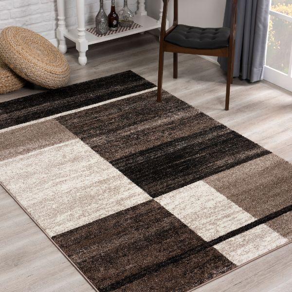Herat Abstract Contemporary Brown and Beige Indoor Rug