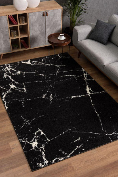 Nova Collection Modern Abstract Area Rug and Runner - Black