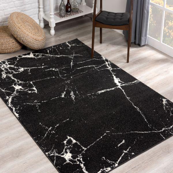 Nova Collection Modern Abstract Area Rug and Runner - Black