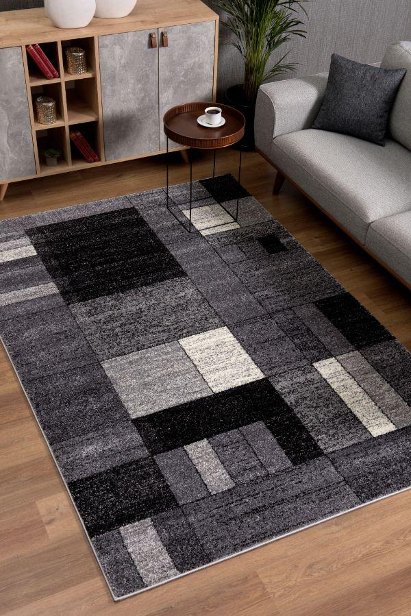 Tapis gris contemporain géométrique Nova