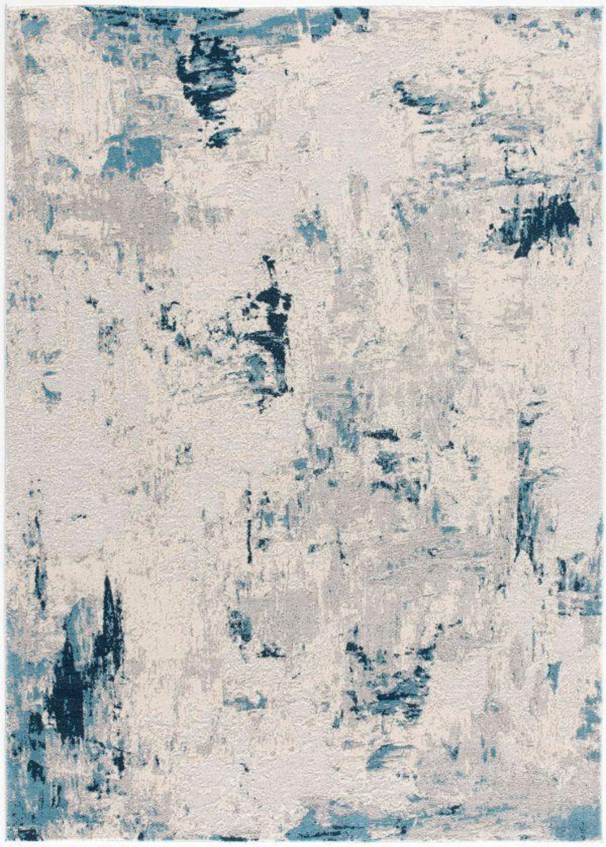 Tapis Amara abstrait contemporain bleu et crème
