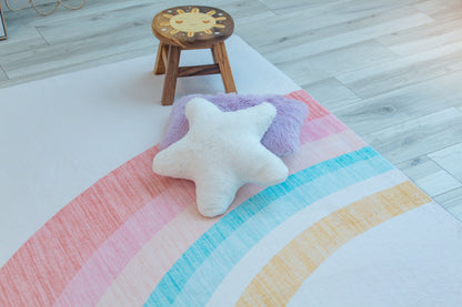 Alfombra de juegos suave con diseño de arcoíris para niños, alfombra suave para interiores abstracta