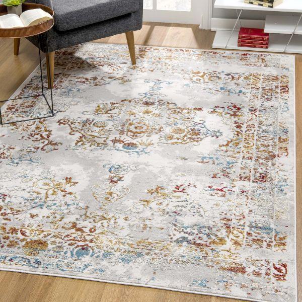 Seraphin Abstract Contemporary Grey and Red Indoor Rug