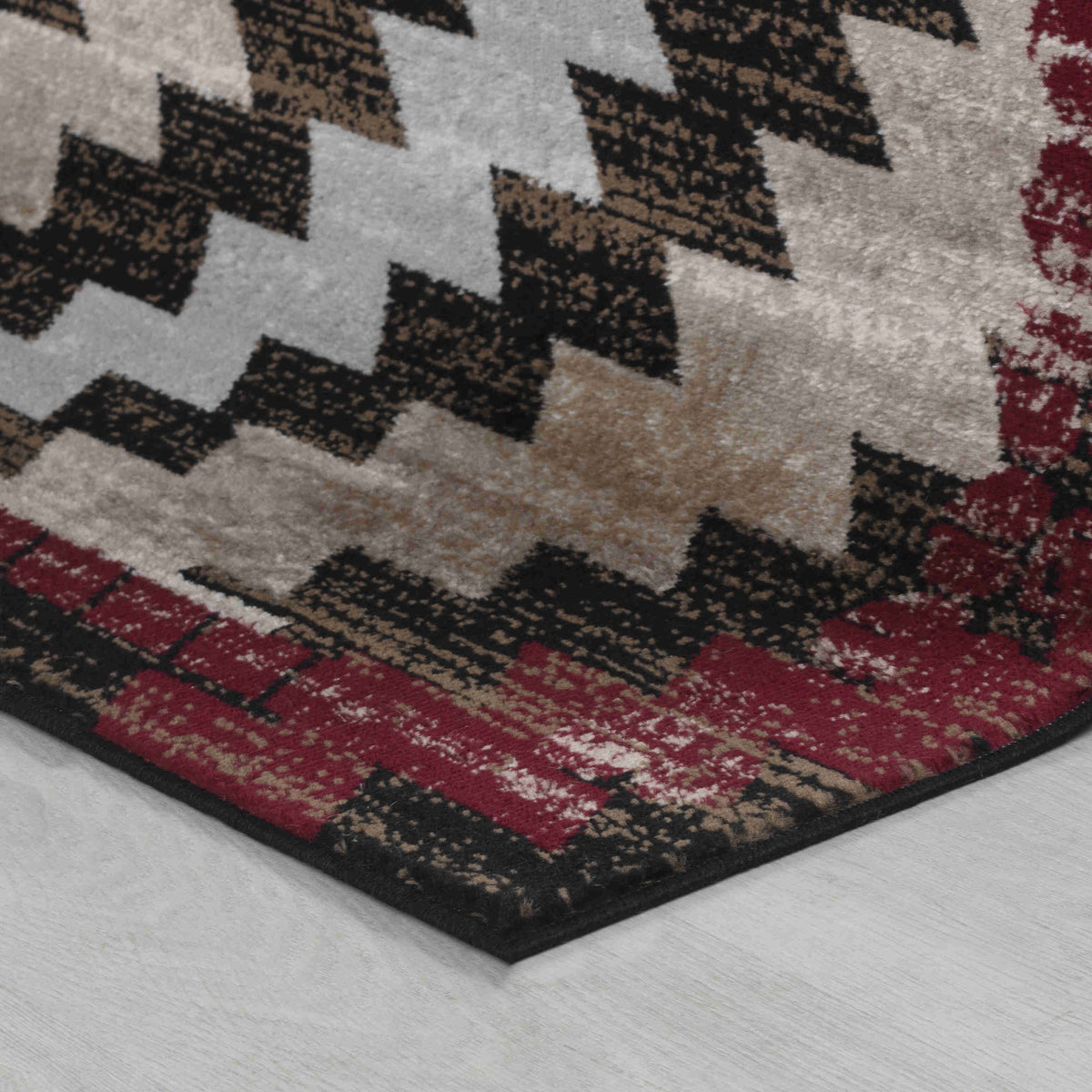 Zuni Geometric Traditional Brown and Red Indoor Rug